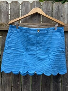 Lilly Pulitzer Skirt Size 12 Bright Sky Blue Textured Scalloped Hem